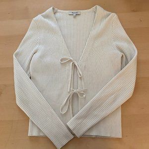 Cream Madewell Tie Cardigan